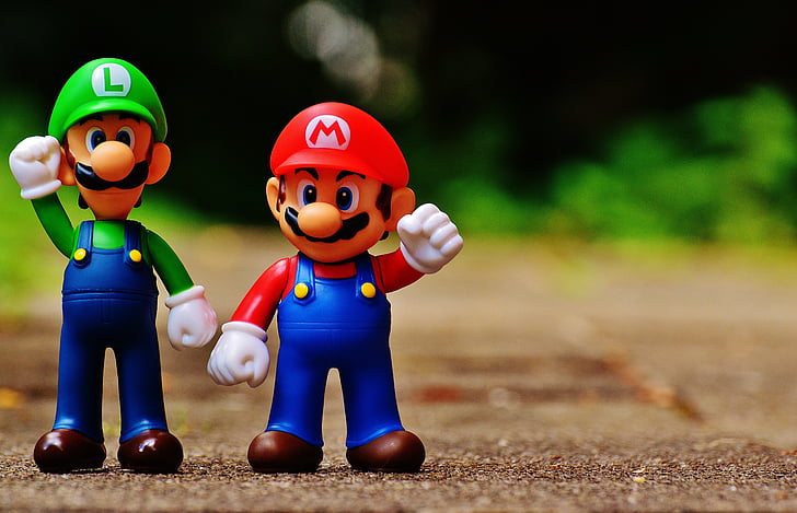 Mario, Luigi, figuras, engraçado, colorido, bonito, crianças