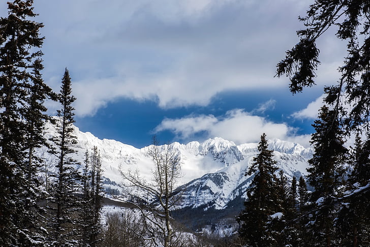 Colorado, pegunungan, langit, awan, pemandangan, salju, musim dingin
