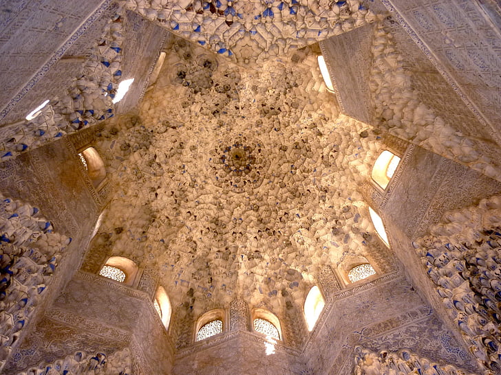 Alcazaba, Granada, au plafond, architecture, célèbre place
