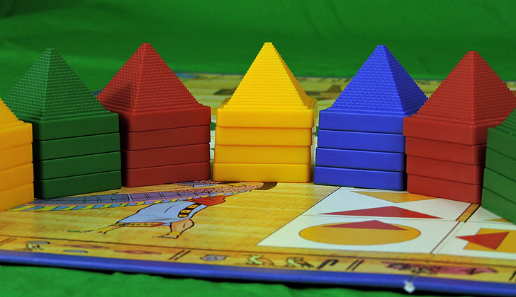 joc, piràmides, jugar, joc de taula, passatemps, edificis, múltiples colors