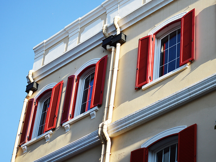 κόκκινο, Ρολά, Windows, παράθυρο, κτίριο, αρχιτεκτονική, εξωτερικό