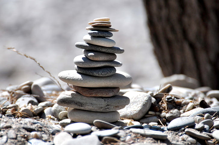 beach, stones, samos, balance, cairn, zen, zen-like