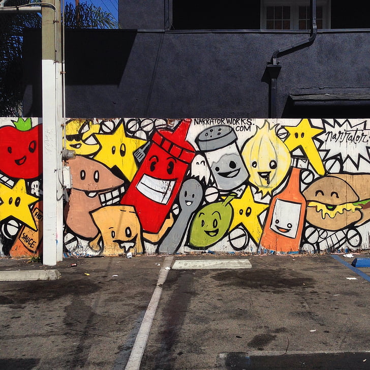 Graffiti, Art, Venetsia, Beach, Los, Angeles, California