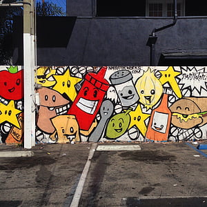 Graffiti, konst, Venedig, stranden, Los, Angeles, Kalifornien