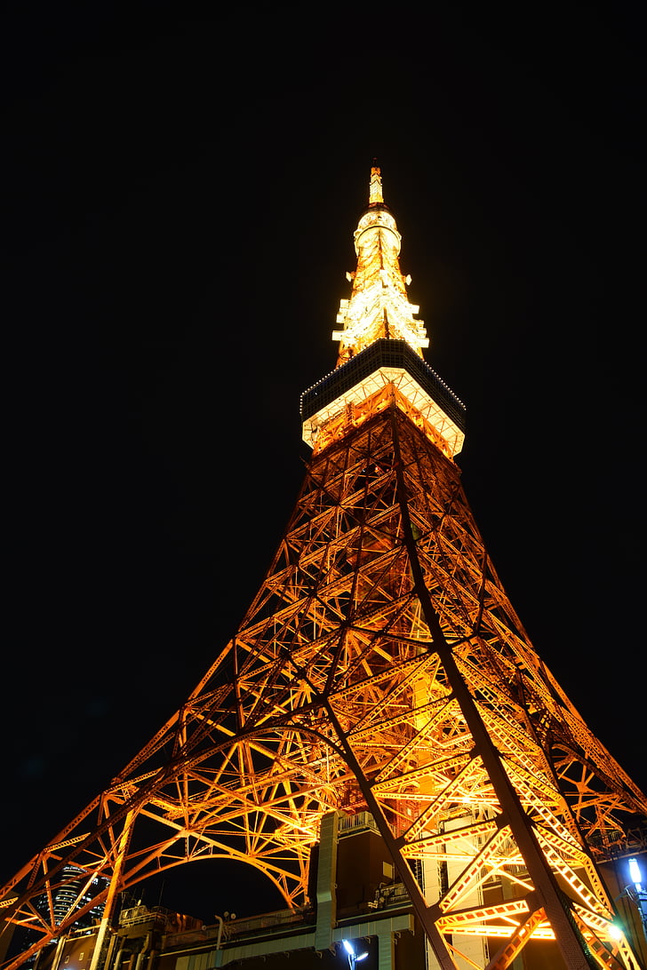Tokyo tower, Japan, landmärke, natt