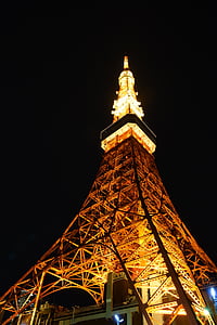 Tokio tower, Japonska, mejnik, noč