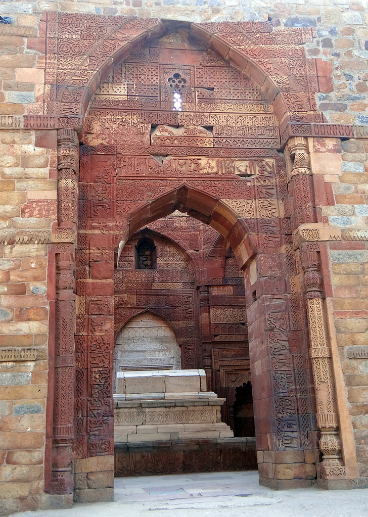 Zondagsdienst complex, bogen, Islamitische monument, rode zandsteen, UNESCO werelderfgoed, Delhi, monument