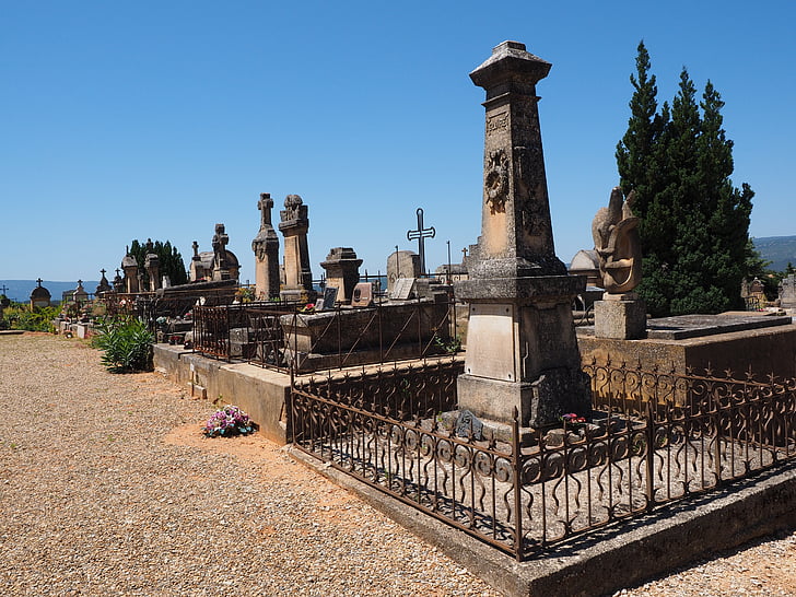 kirkegård, Graves, gravsten, gamle kirkegård, Roussillon, grav, sorg