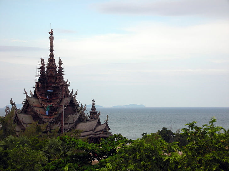 templom, óceán, Thaiföld, buddhizmus, vallás, látnivalók Thaiföld, utazás