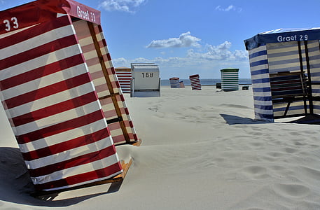 เก้าอี้ชายหาด, ชายหาด, เก้าอี้, น้ำ, ทราย, วันหยุด, ท่องเที่ยว
