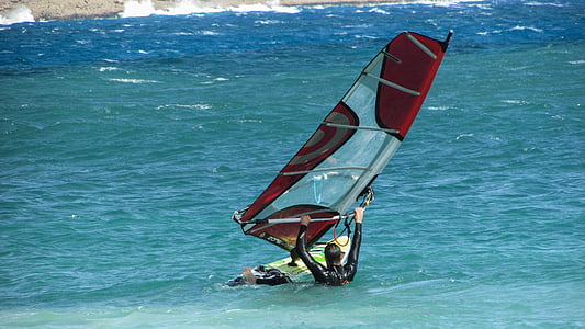windsurf, surf, windsurf, vento, windsurfista, velocidade, ação