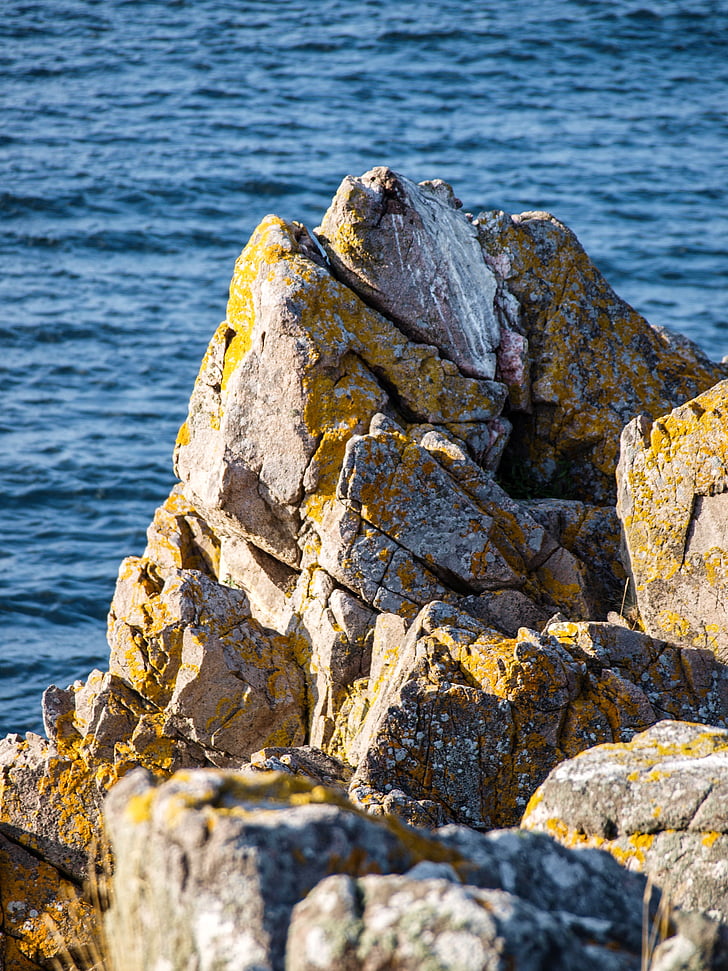 Costa, rocha, mar, água, costa rochosa, Mar Báltico, azul