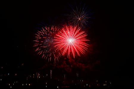 rocket, red, star, bomb, fireworks bomb, fireworks, new year's eve