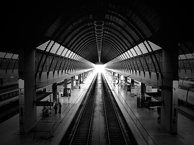 arquitectura, ferrocarril, ferrocarril, l'estació de, estació de tren, túnel, transport