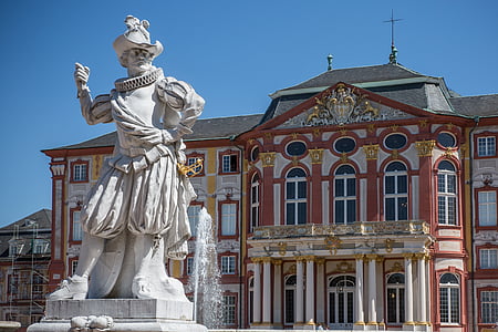 bruchsal, castle, baroque, historically, sculpture, park, baden württemberg