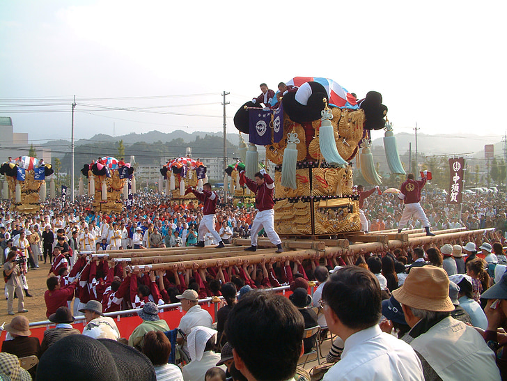 drum stand, Festival, Niihama taiko festival, man festival, geven, ten opzichte van de oester, Kawanishi