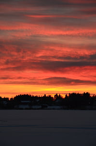 sončni zahod, himmel, regiji Norrland, večer nebo, nebo, oblak, razodetje