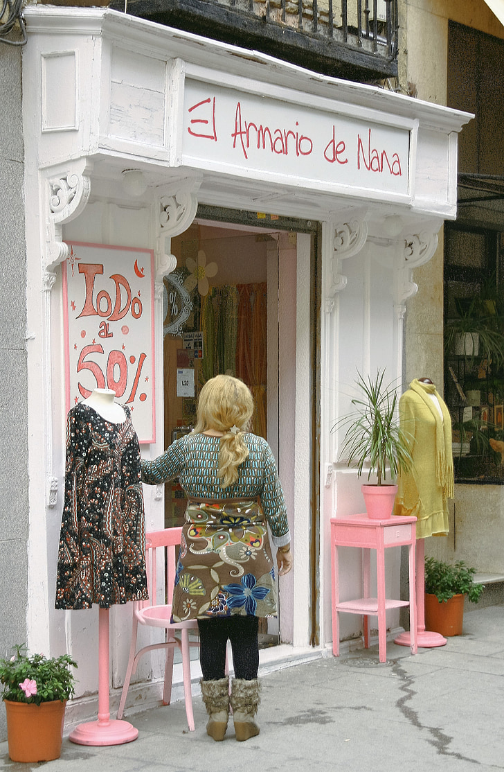 Shop, kaupunkien, vaatteet, Madrid, Vintage, Euroopan, liiketoiminnan
