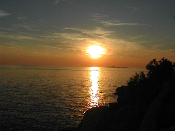 Adria, mar, agua, puesta de sol