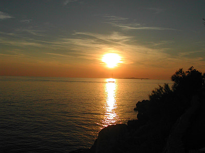 adria, sea, water, sunset