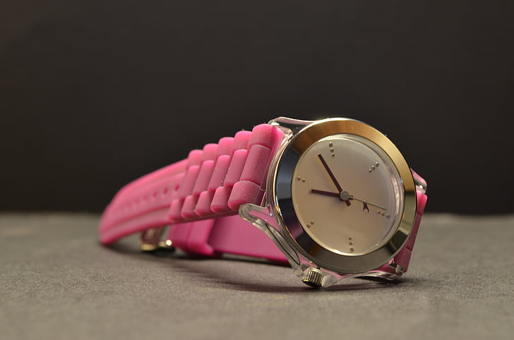 horloge, roze, klok, tijd, mode, vrouw, glamour