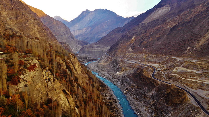 강, 산, 파키스탄, 물, 자연, 여행, 자연