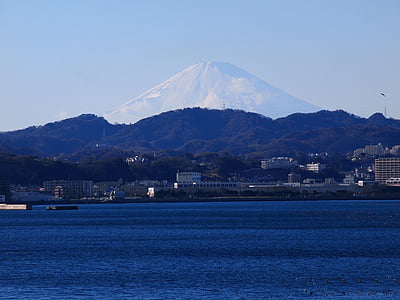 Fuji, mabori Shianbashi, morze, góry, Tokio Zatoka, Kanagawa, Japonia, Yokosuka