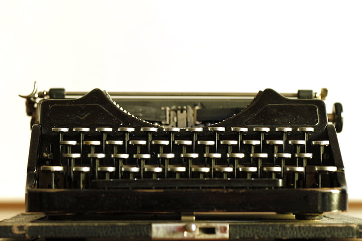 пишеща машина, писател, реколта, стар, тип, носталгия, стил