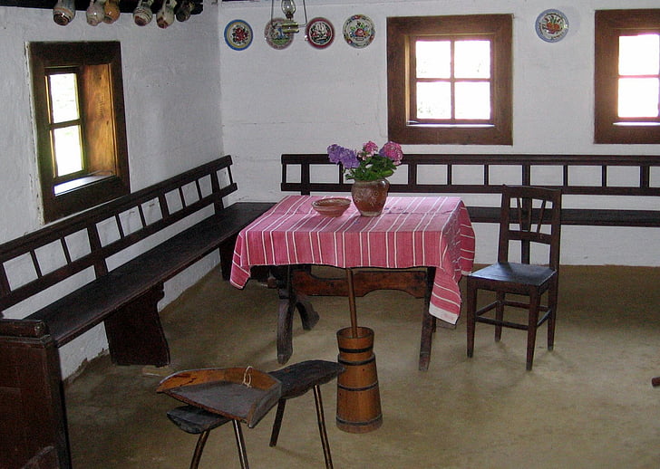 rum, tidigare, museet, byn, enhet, kök, tabell