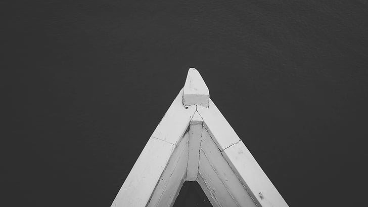 black-and-white, boat, water