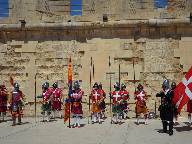 Ridder, forsvar, Malta, historisk set, handler, scenario, våben