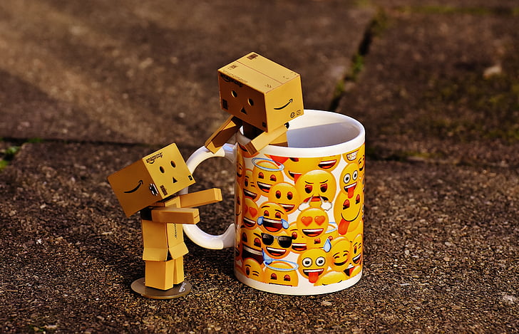 Danbo, figuras, Copa, xícara de café, juntos, para dois, engraçado