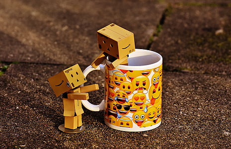 Danbo, figuras, taza, taza de café, juntos, para dos, gracioso