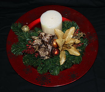 plate, stearinlys, rød, Christmas, gaver, Bruk, levende lys