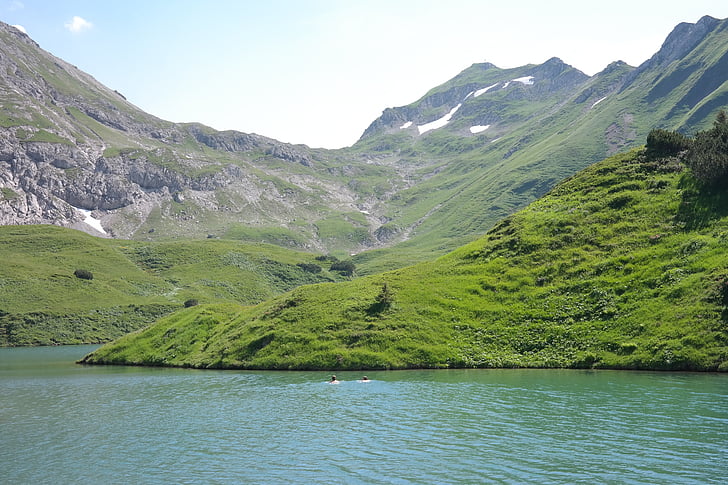 schrecksee, hochgebirgssee, Альгойские Альпы, озеро, воды, Гора, Природа