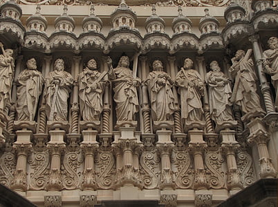 katedralen montserrat, fjellet montserrat, klosteret, Spania, tall, skulptur, komposisjon