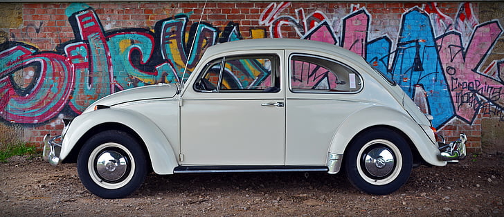 VW, Beetle, Graffiti, klassikaline, Volkswagen, Volkswagen vw, Oldtimer