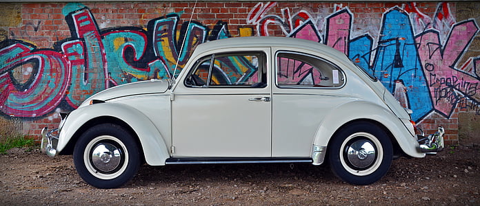 VW, escarabat, graffiti, clàssic, Volkswagen, Volkswagen vw, Oldtimer