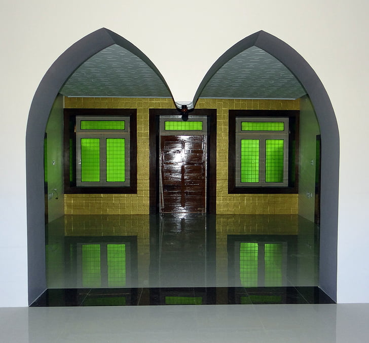 intérieur, rpli, mur, décoration, arches, Windows, porte