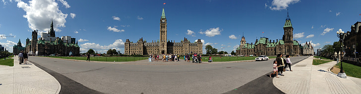 panoráma, Parlament, Ottawa, Kanada, építészet, épület, utca-és városrészlet