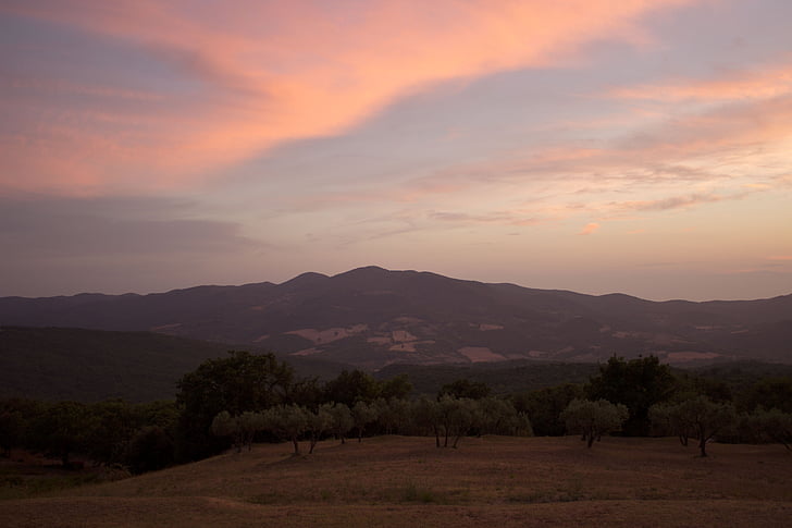 Tag abendhimmel, Italia, Tuscany, matahari terbenam, abendstimmung, langit, Pijaran ekor