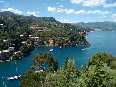 Portofino, Italija, žvejų kaimelis, Vela, įlanka, pakrantė, jūra