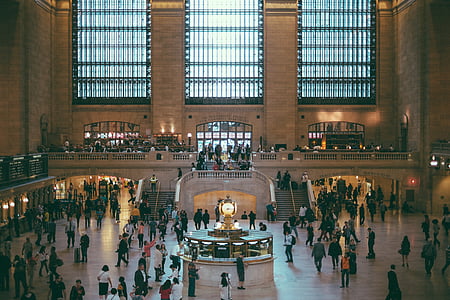 Architektura, budynek, tłum, Grand central terminal, Nowy Jork, NYC, pasażerów