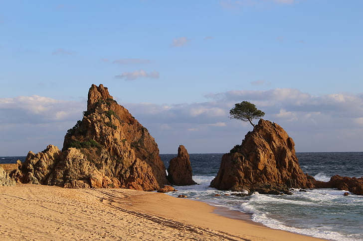 Costa, plage, mer, littoral, nature, Rock - objet, scenics