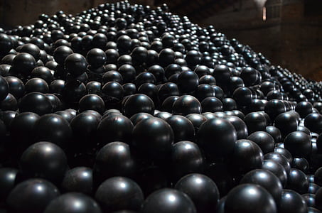 kunst, bolde, perler, Biennalen, om, sort, form