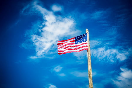 Spojené státy americké, Amerika, vlajka, hvězdy a pruhy, starou slávu, obloha, mraky