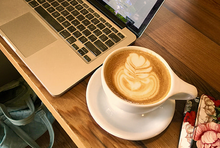 kohvi, arvuti, kohvi disain, sülearvuti