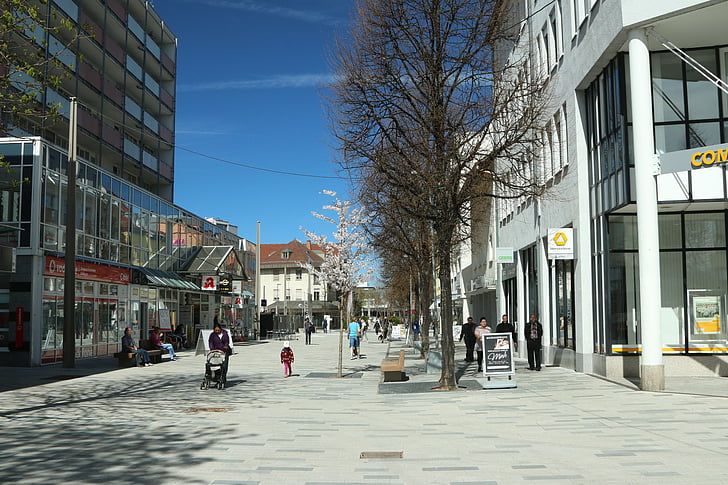 Böblingen, mesto, nakupovalna ulica, cone za pešce, domove, pogledom na mesto, mesto