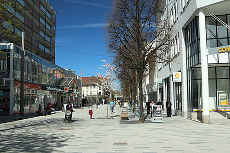 Böblingen, grad, trgovačke ulice, pješačka zona, kuće, pogled na grad, grad