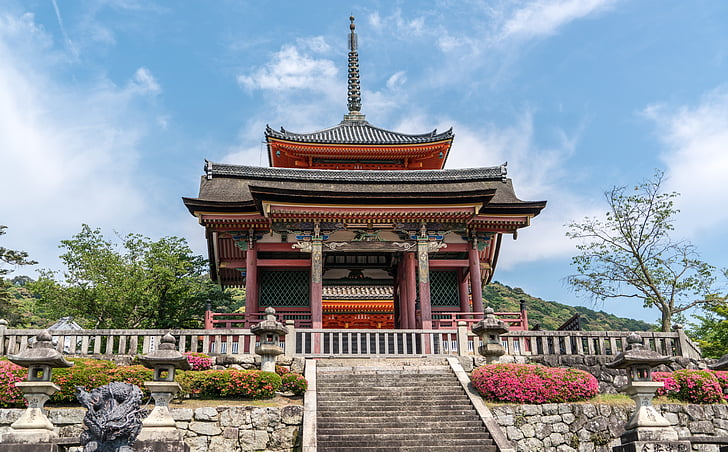 Kyoto, Japan, Kiyomizu-templet, Asien, japansk, vartegn, rejse